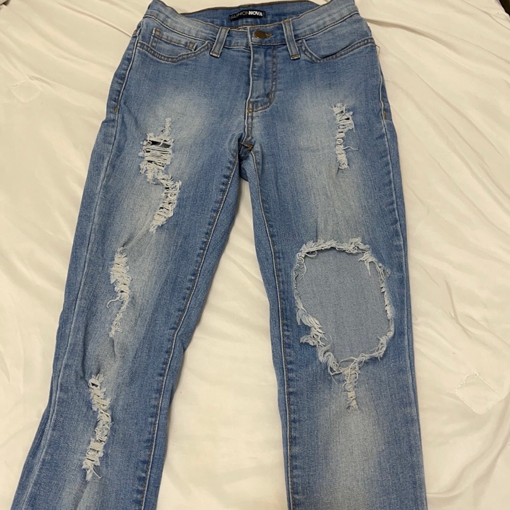 Ripped fashion nova jeans.